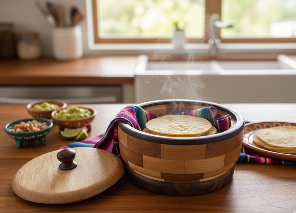 Tortillero con tapa  - Varias Maderas