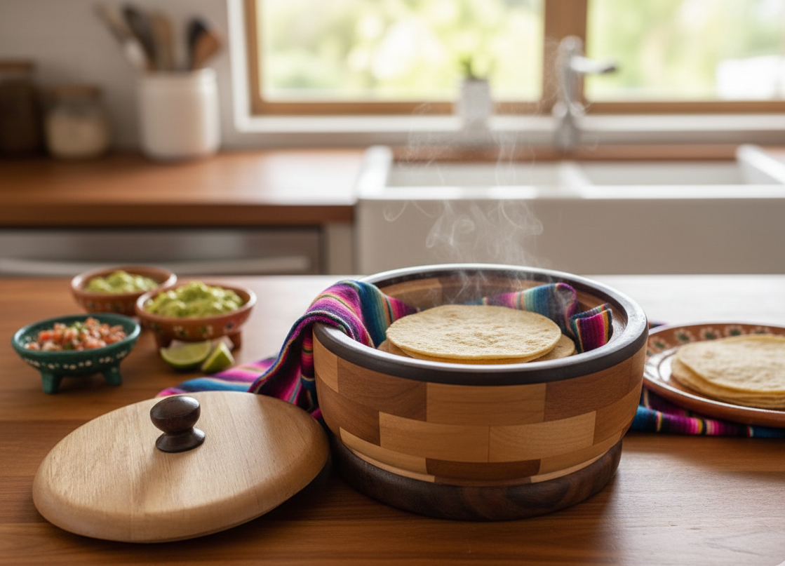 Tortillero con tapa  - Varias Maderas