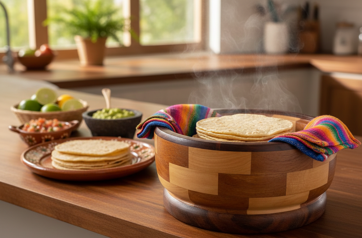 Tortillero con tapa  - Varias Maderas