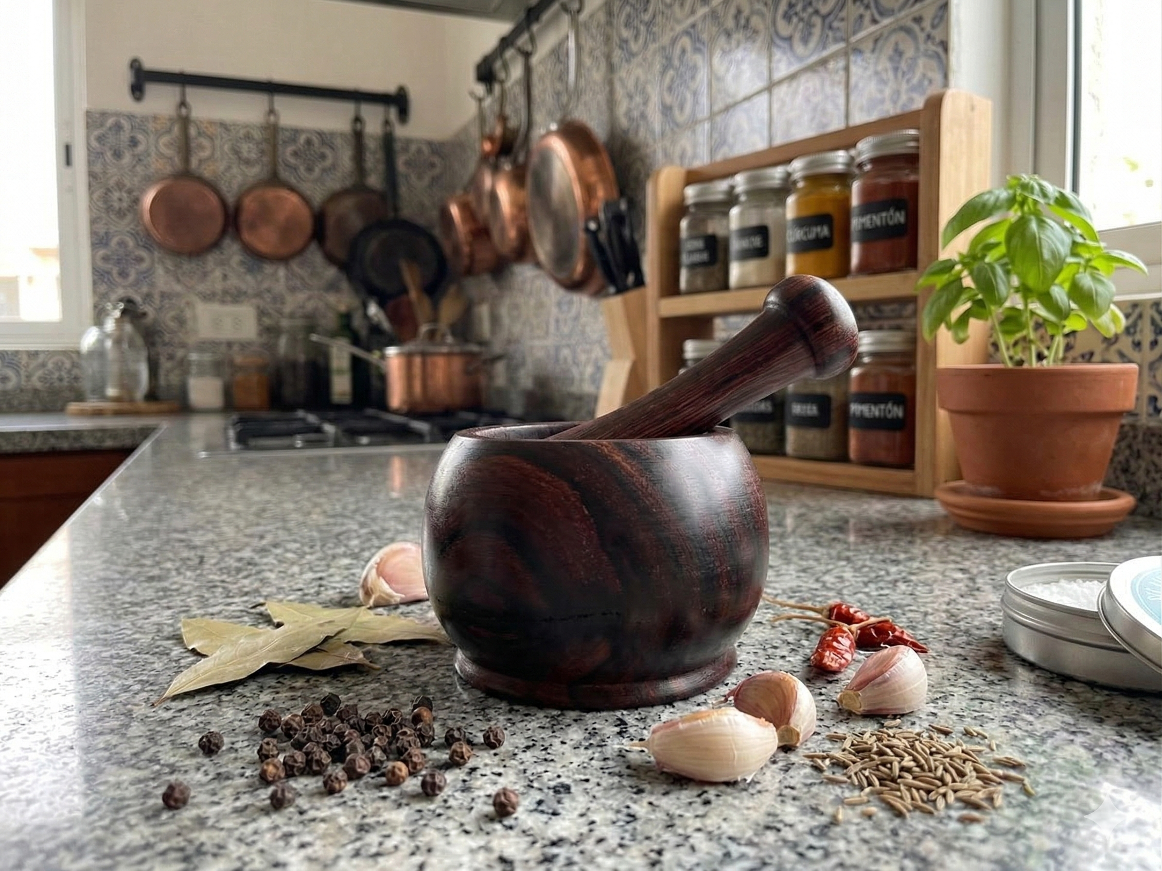 Mortero redondo - Madera de Ébano