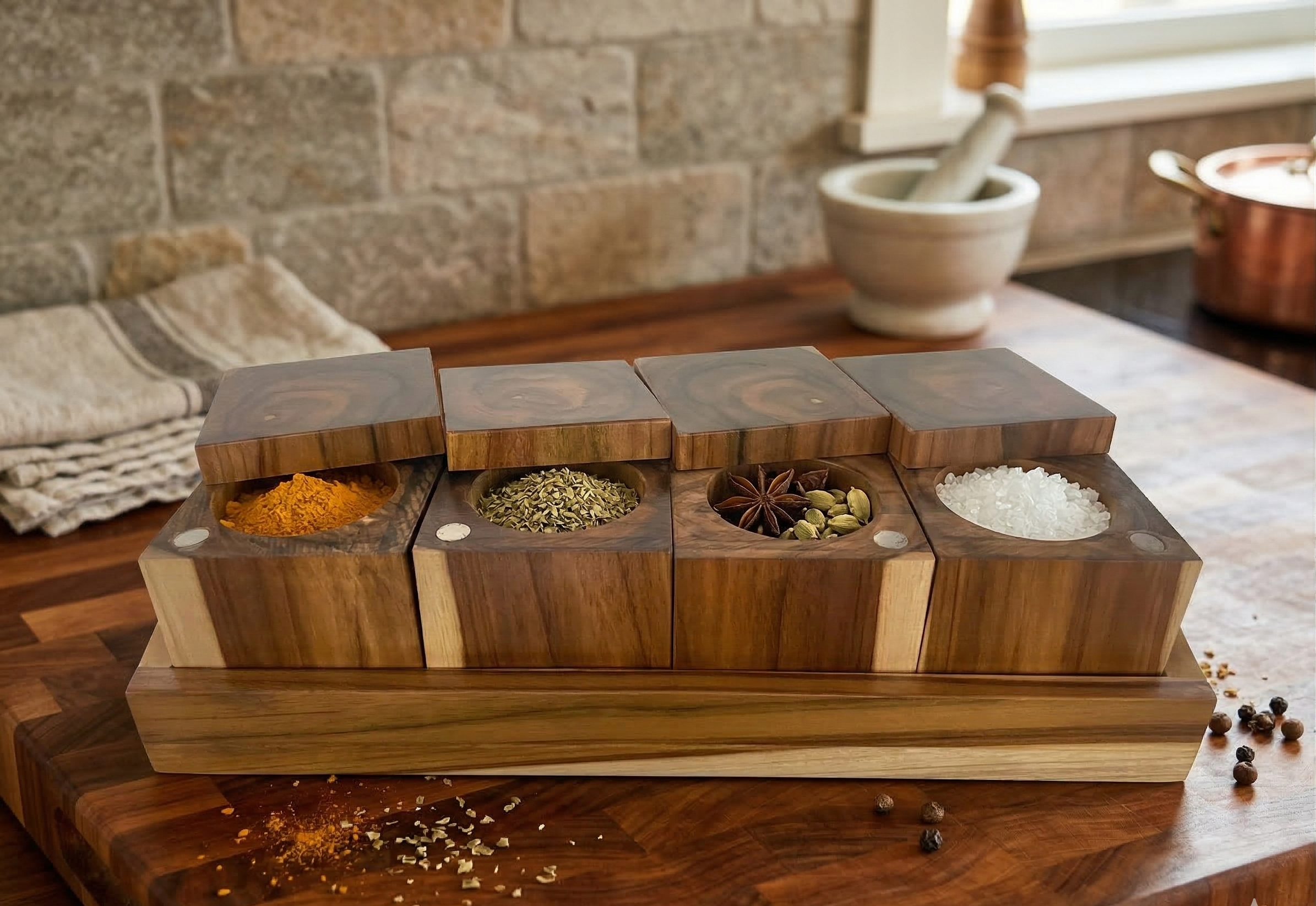Especieros 4 piezas - Madera de Teca