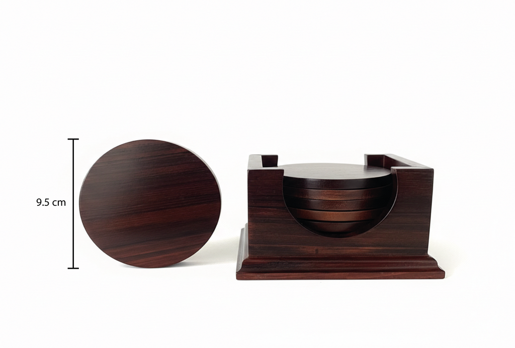 Juego de 6 porta vasos con caja - Madera de Ébano